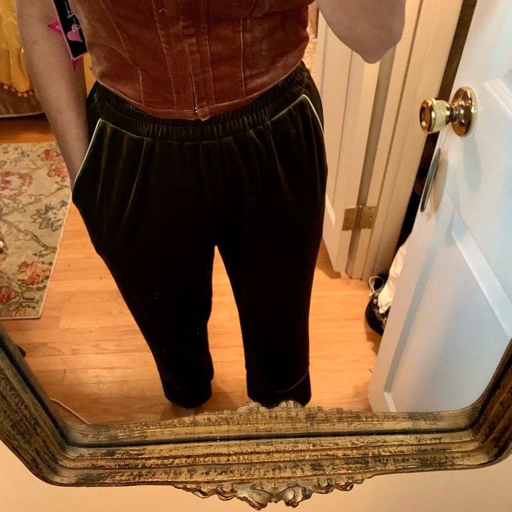 Green velvet pants